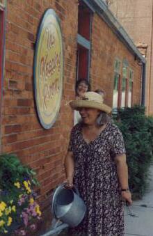 Here is Dorothy watering the flowers.